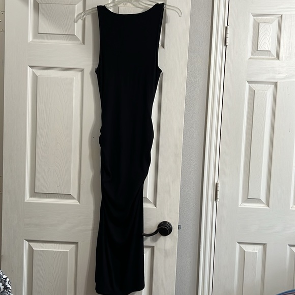 Michael Stars Guilia Ultra Rib Twist Front Ruched Side Cut Out Midi Dress Size L - Picture 5 of 10